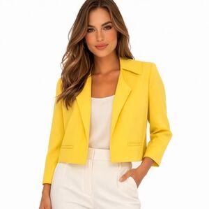 Worthington Chartreuse Yellow Cropped Bolero Blazer Y2K Size Medium